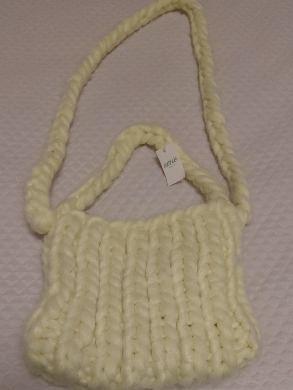 Aerie Yellow Hand-Knit Shoulder Bag with Braided Strap